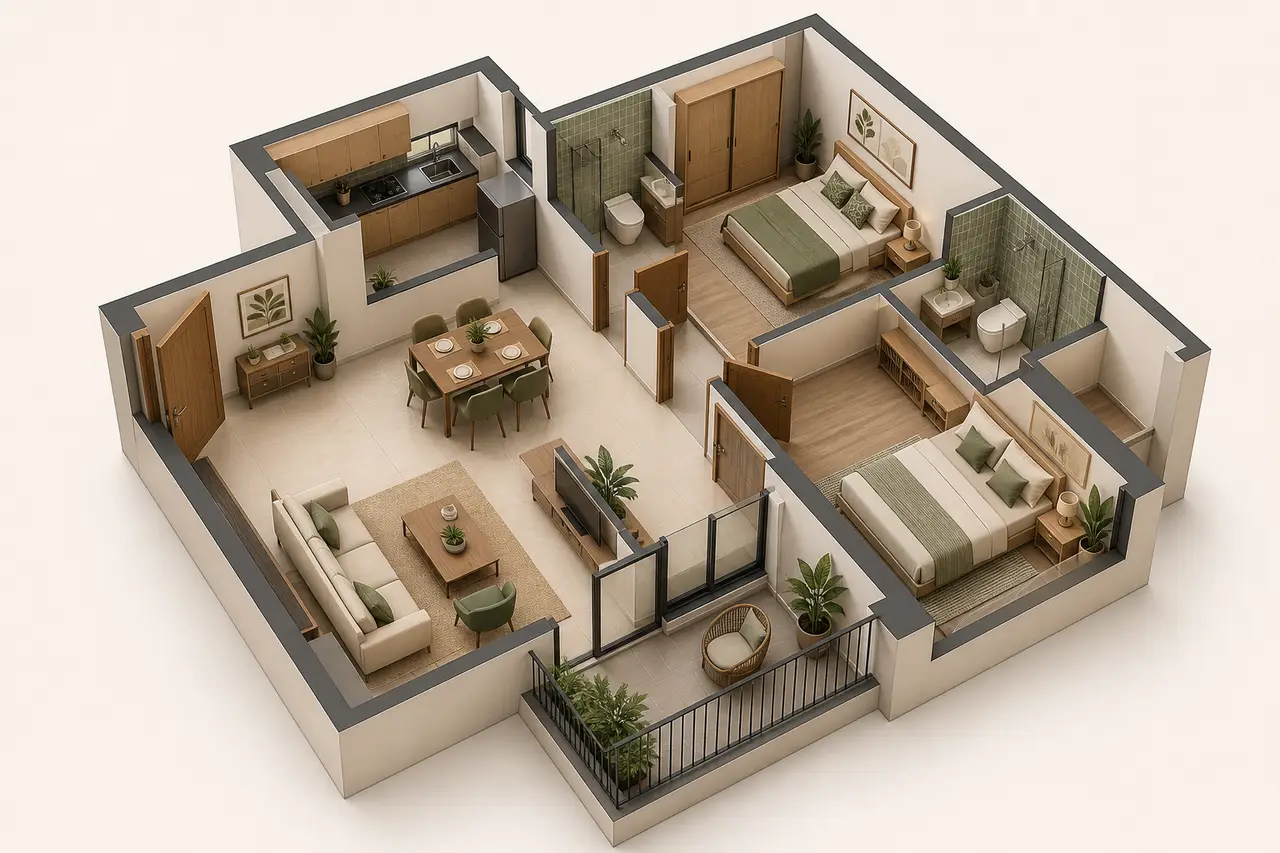Prestige Sonnenahalli 2 BHK floor plan image